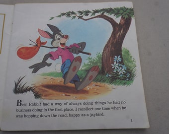 Walt Disney's Story Brer Rabbit Brer Fox and Brer Bear 24 page read along book and record 33 1/3 rpm 1971, 1977 Tested and plays