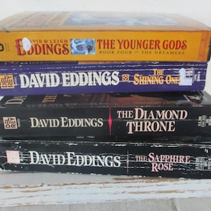 Vintage Sci-Fi Paperback lot of 4 Books by David Eddings Mixed series lot The Younger Gods, The Shining Ones, The Shining Ones, Sapphire