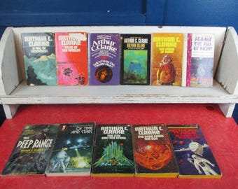 Vintage Paperback Science Fiction Lot von 11 Büchern von Arthur C. Clarke Signet, Berkley, Pyramid, Puffin 1970er Jahre
