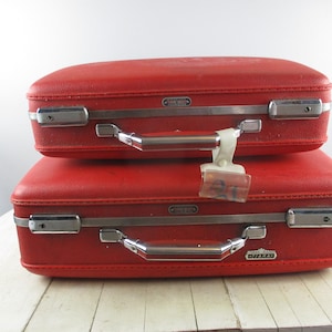 Suitcases set of 2 vintage Red nesting suitcases American Tourister Tiara suitcases Display Upcycle Medium and small