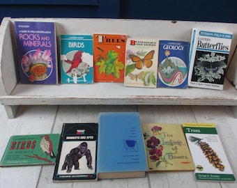 Lot of 11 Vintage Nature Guide books, Golden Guides, Peterson Field Guides and others Birds, Trees, Rocks and Minerals, Butterflies, Geology