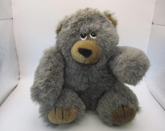 Oso de peluche marrón Wego americano vintage de 1989, sentado, muy tierno, con ojos de plástico, 23 cm de alto.