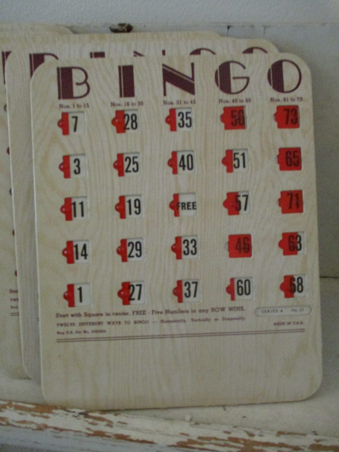 Bingo Cards Vintage Lot of 11 BINGO Cards With Slide Panels Etsy