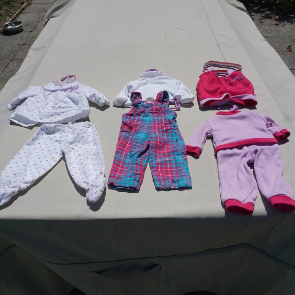 FINAL SALE Doll clothes 1980s lot of 3 outfits on hangers for Pamela the Living Doll by WOW Worlds of Wonder Pjs sweat suit overalls and top
