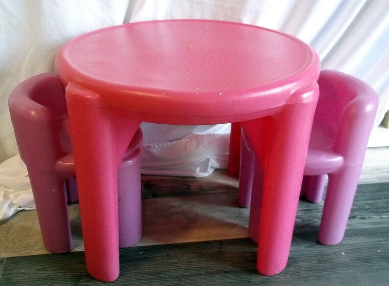 Vintage Pink Little Tikes Toddler Round Table And 2 Purple Etsy