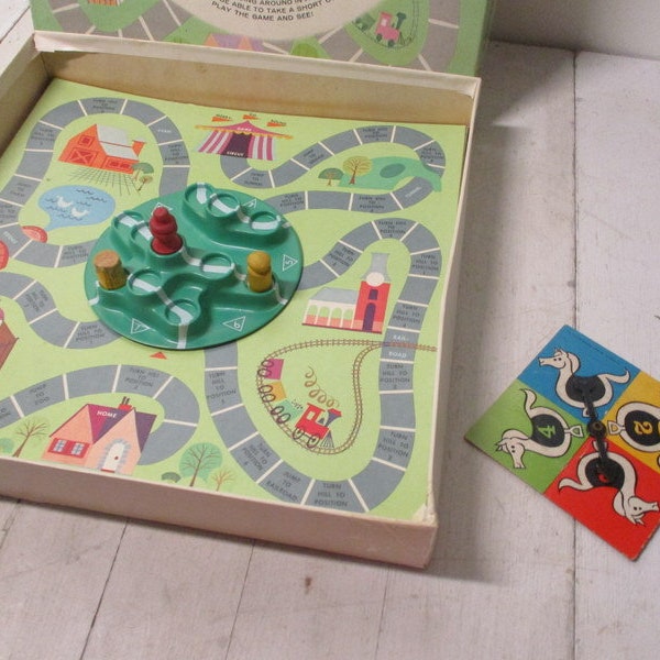 Vintage 1965 Whitman board game Merry-Go-Round Game ages 5 - 10 missing blue and green player pieces