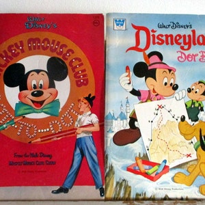 Vintage Lot of 2 Walt DIsney's Dot to Dot books DISNEYLAND and Mickey Mouse Club 1967 and 1975 some used pages