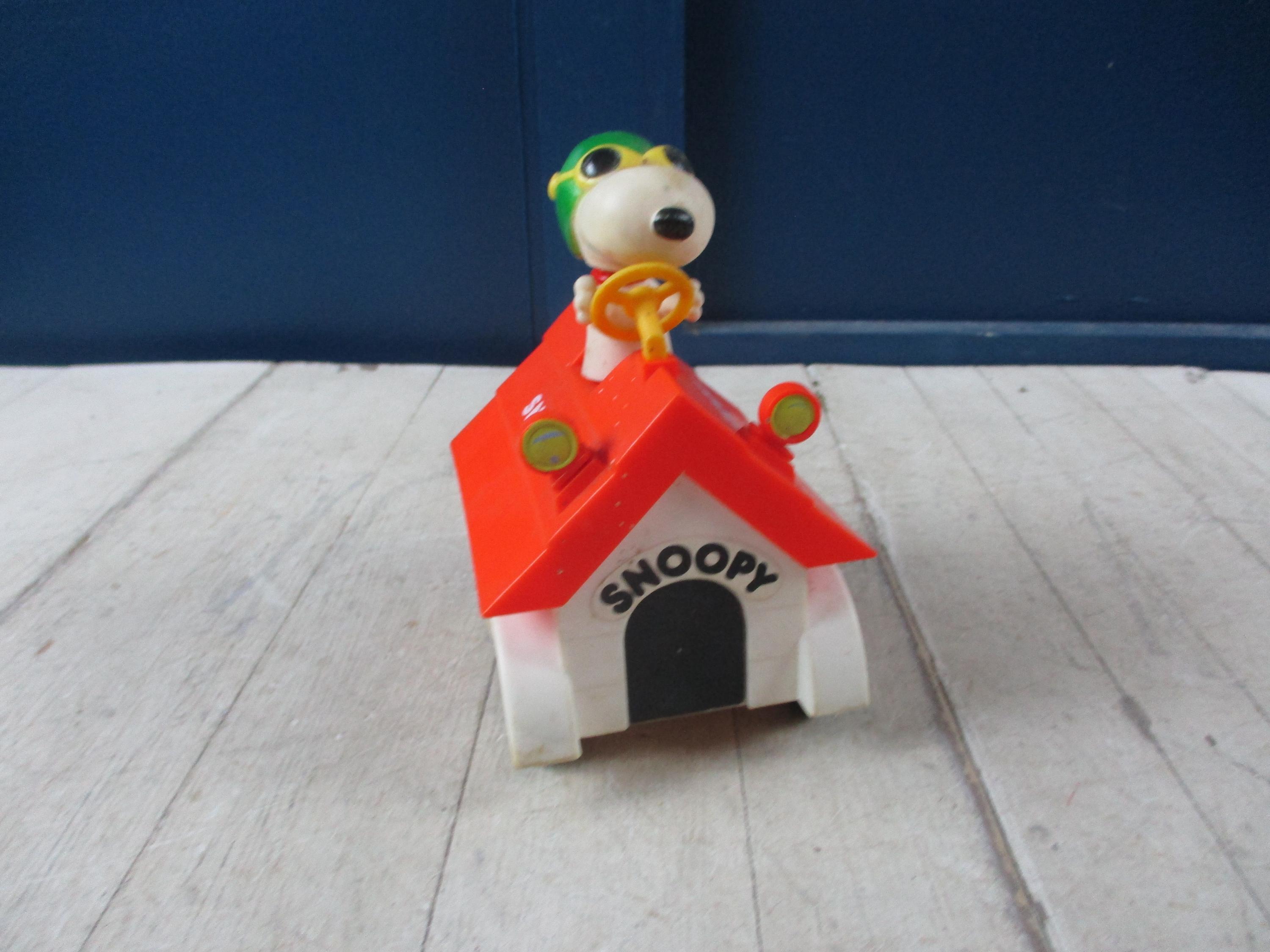 Snoopy Vintage 1965 Aviva Toy Red Baron Friction Car Snoopy's Dog