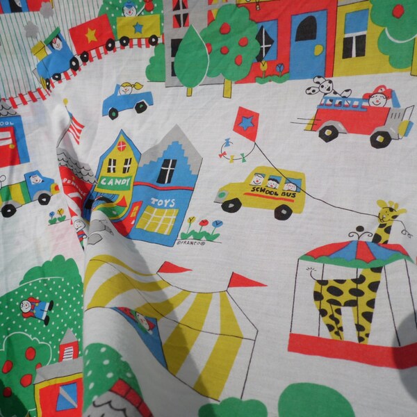 Sheet Twin or Single Bed Fitted or Bottom Sheet 39 x 75 inches The Circus is Coming to Town with clowns and jugglers elephants giraffes