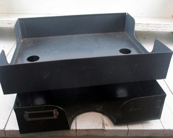 Lot of 2 Metal Basket Desk Trays IN Box or File Organizer Desktop organization Industrial Art Steel Company and Weis
