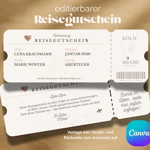 Bon de voyage imprimable – Carte d'embarquement modifiable | Modèle Canva de bon de voyage | Idée cadeau voyage PDF
