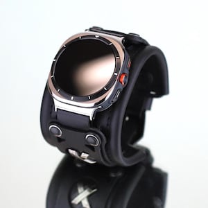 Steampunk Smartwatch Samsung Galaxy, Apple Watch Band, Leather Wide Cuff Style, Custom Strap, DG40-2