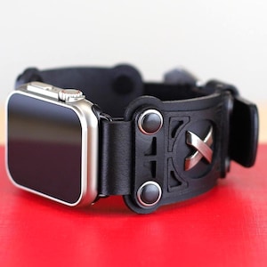 Leather Samsung & Apple Watch Strap, Wide Cuff Band, Custom Engraved, U22-2
