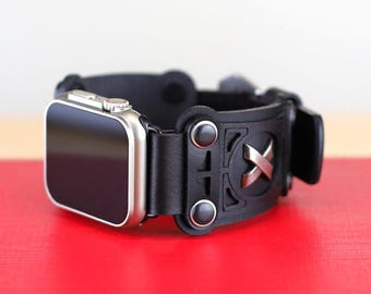 Leather Samsung Apple Watch Strap, Wide Cuff Band, Custom - Main Image
