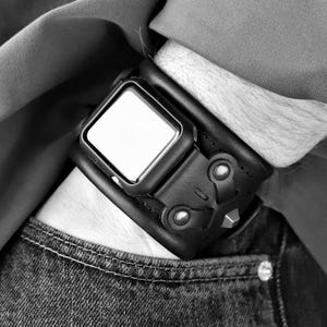 Steampunk Leather Watch Strap for Apple Watches, Pixel Watch 45mm, Cuff Galaxy Band