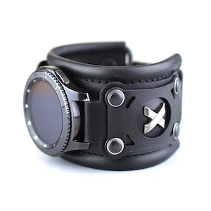 Handmade Leather Samsung & Apple Watch Band Strap, Engraved Smartwatch Cuff, DG40