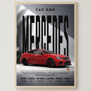 Mercedes C63 AMG | Car Print | Home Decor | Digital Download | Art Print | Wall Decor | Sports Car | Gift For Men | Living Room Wall Art