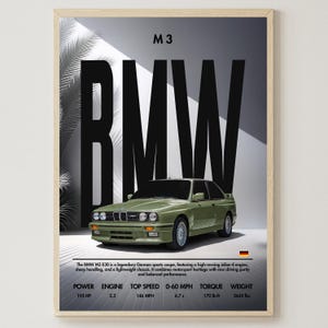 BMW M3 E30 | Car Poster | Digital Download | Home Decor | Art Print | Wall Decor | Sports Car | Living Room Wall Art | Wall Hang | Printable