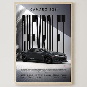 Chevrolet Camaro Z28 | Car Print | Wall Decor | Digital Download | Home Decor | Art Print | Sports Car | Gift For Men | Bedroom Wall Art