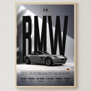 BMW Z8 | Car Poster | Digital Download | Home Decor | Art Print | Wall Decor | Sports Car | Living Room Wall Art | Printable Art | PNG | JPG