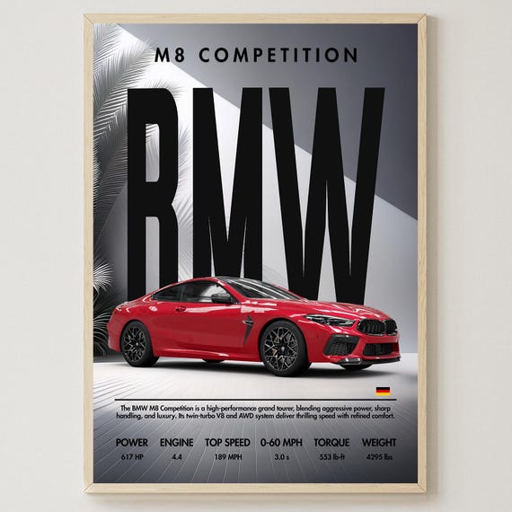 BMW M8 Competition Poster | Sports Car Art Print (digital Download