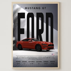 Ford Mustang GT | Car Poster | Wall Decor | Digital Download | Home Decor | Art Print | Super Car | Gift For Men | Living Room Wall Art