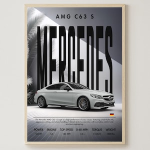 Mercedes AMG C63 S | Car Poster | Digital Download | Home Decor | Art Print | Wall Decor | Sports Car | Living Room Wall Art | Wall Hang
