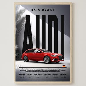 Audi RS 6 Avant / Póster de coche / Descarga digital / Decoración del hogar / Impresión artística / Decoración de pared / Coche deportivo / Arte de pared para sala de estar / Decoración de pared / Png