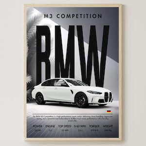 BMW M3 | Art Print | Wall Decor | Digital Download | Home Decor | Car Print | Sports Car  | Gift For Men | Living Room Wall Art | Wall Hang