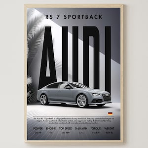Audi RS 7 Sportback / Póster de coche / Descarga digital / Decoración del hogar / Impresión artística / Decoración de pared / Coche deportivo / Arte de pared para sala de estar / Decoración de pared