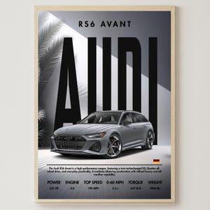Audi RS 6 Avant / Póster de coche / Descarga digital / Decoración del hogar / Impresión artística / Decoración de pared / Coche deportivo / Arte de pared para sala de estar / Decoración de pared / Png