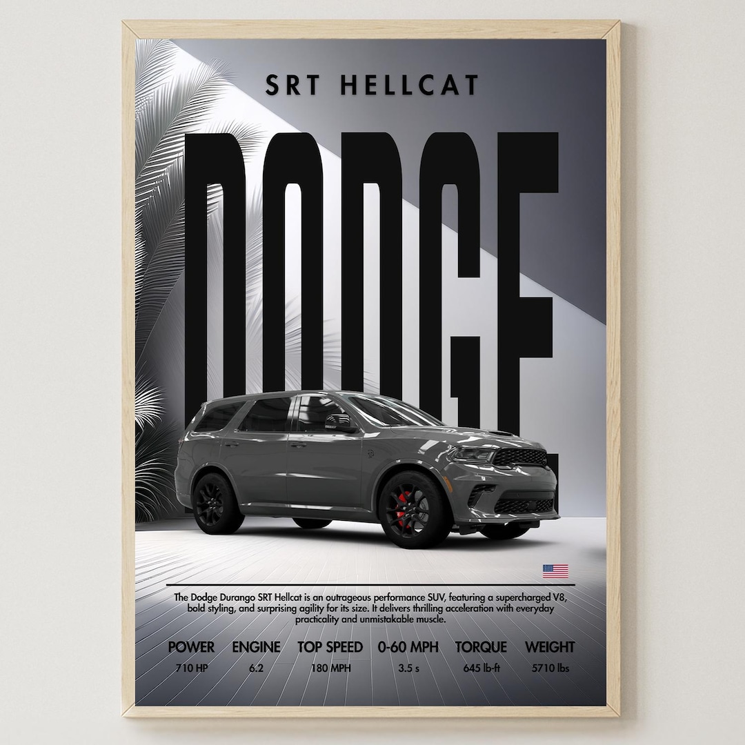 Dodge Challenger SRT Hellcat | Car Poster | Wall Decor | Digital ...