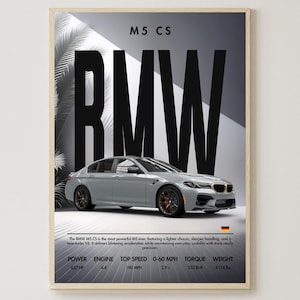 BMW M5 CS | Art Print | Digital Download | Home Decor | Car Print | Wall Decor | Sports Car | Gift For Men | Living Room Wall Art