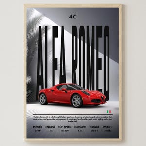 Alfa Romeo 4C | Car Poster | Wall Decor | Digital Download | Home Decor | Car Print | Sports Car | Gift For Men | Boys Room Wall Decor | Red
