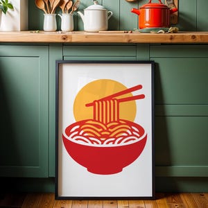 Ramen Noodle Wall Art Poster, Japanese Home Décor, Ramen Food Art Poster, Prints for Kitchen, Japanese Noodle Art, Ramen Lover Gift