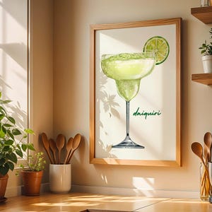 Cocktail Wall Art Poster, Daiquiri Cocktail Home Décor, Beverage Art, Kitchen Poster Print