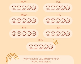Mood Tracker Printable – Daily Mental Health Tracker | Self Care Journal Page | PDF Download