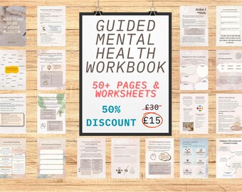Geführtes Arbeitsbuch für Mentale Gesundheit PDF - 52 Seiten - Von Therapien inspiriertes Journal, Werkzeuge zur emotionalen Regulierung, CBT Prompts & Selbstreflexions-Kit