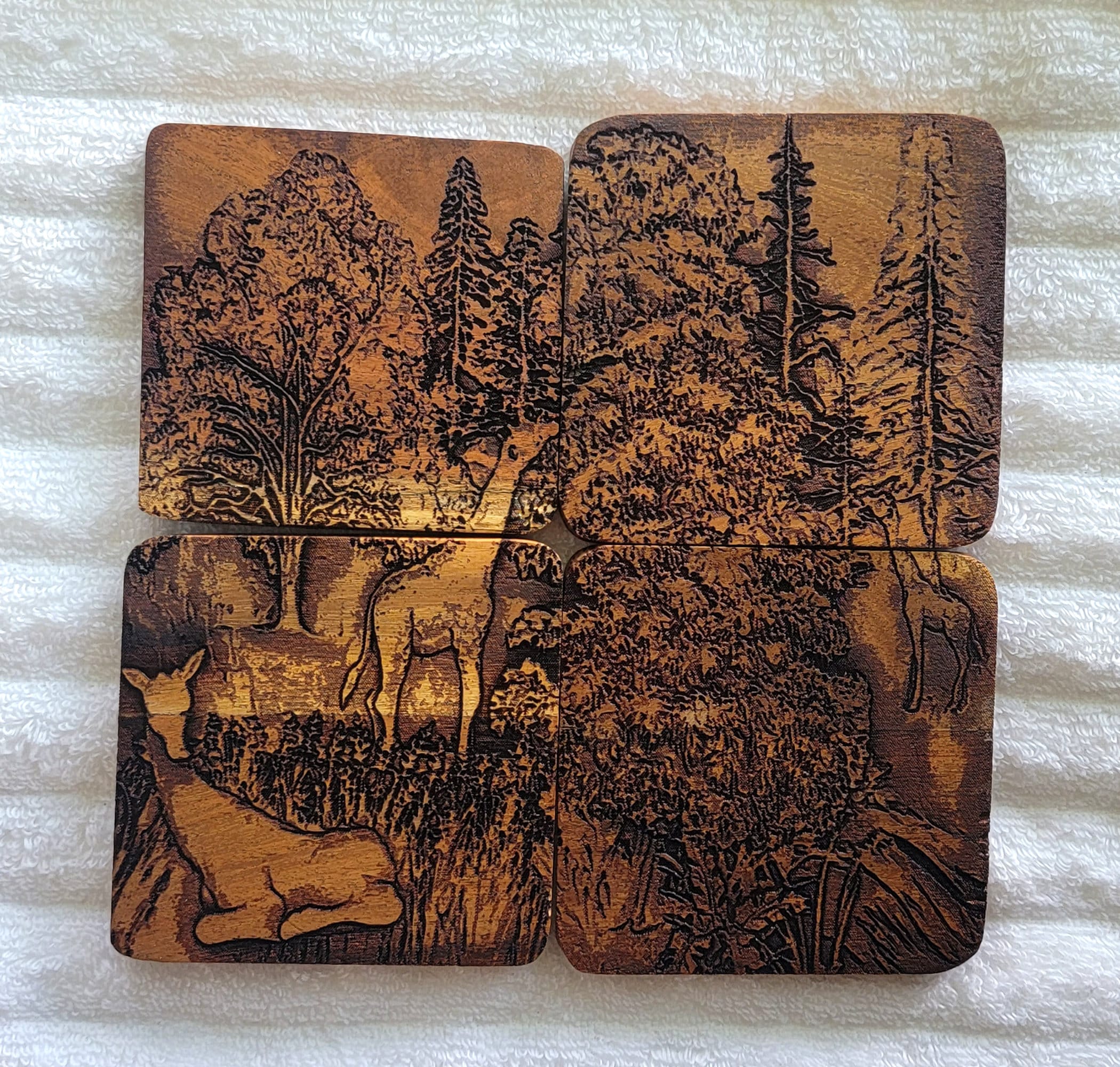 Laser Engraved Acacia Wood Puzzle Giraffe Coasters Set of 4 Etsy