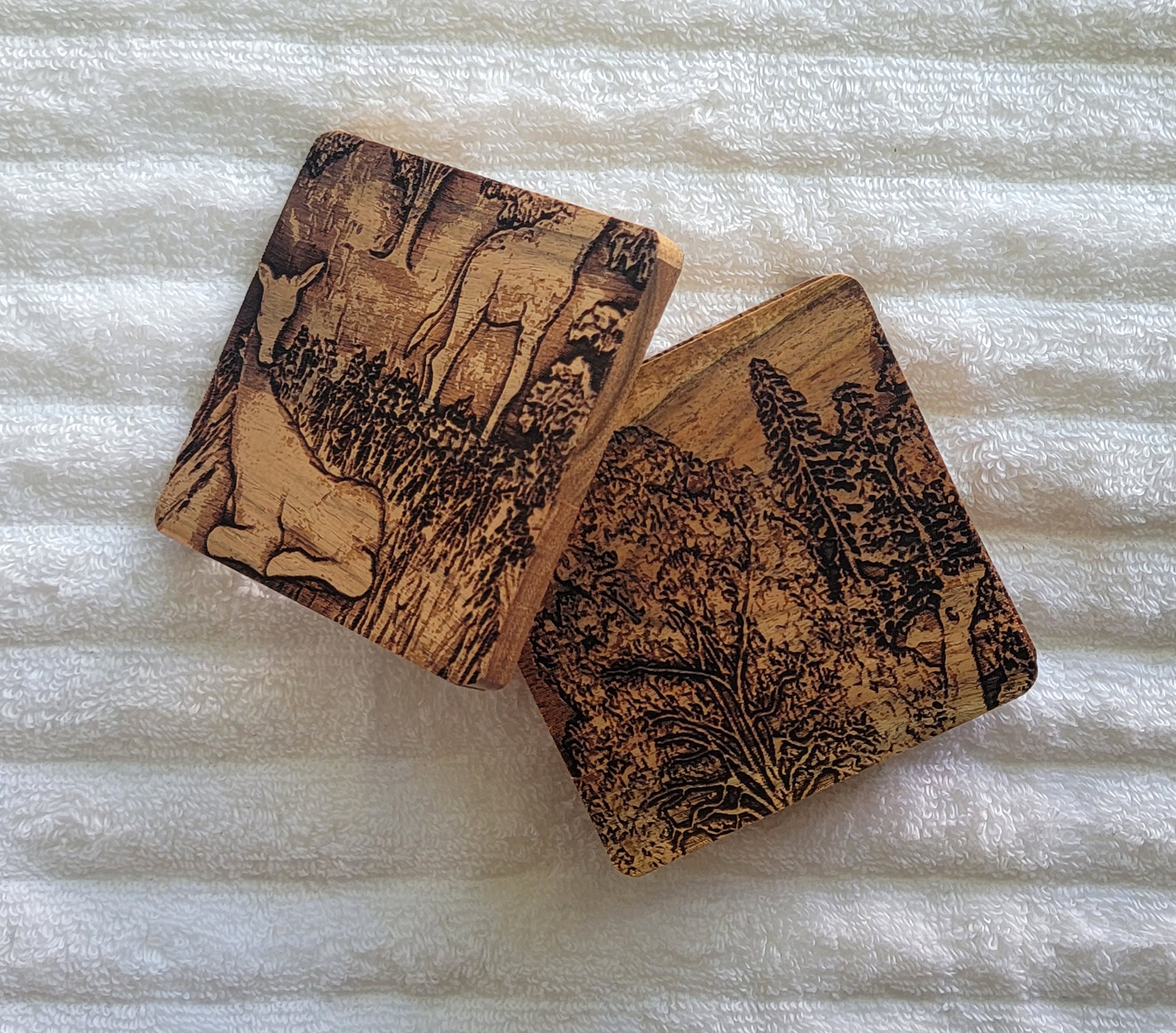 Laser Engraved Acacia Wood Puzzle Giraffe Coasters Set of 4 Etsy