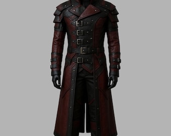 Handmade Gothic Leather Costume, Medieval Steampunk LARP Outfit