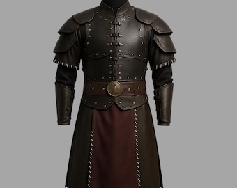 Handmade Medieval Leather Armor, Dark Warrior LARP Costume