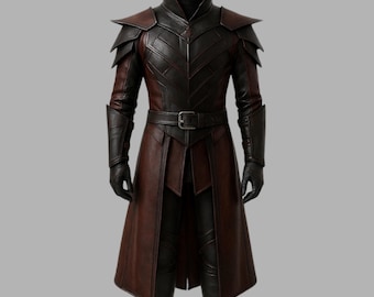 Gothic Leather Warrior Costume, Handmade Medieval LARP Armor