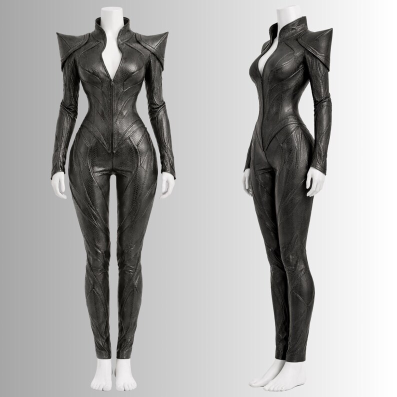 Reptile texture leather cosplay bodysuit