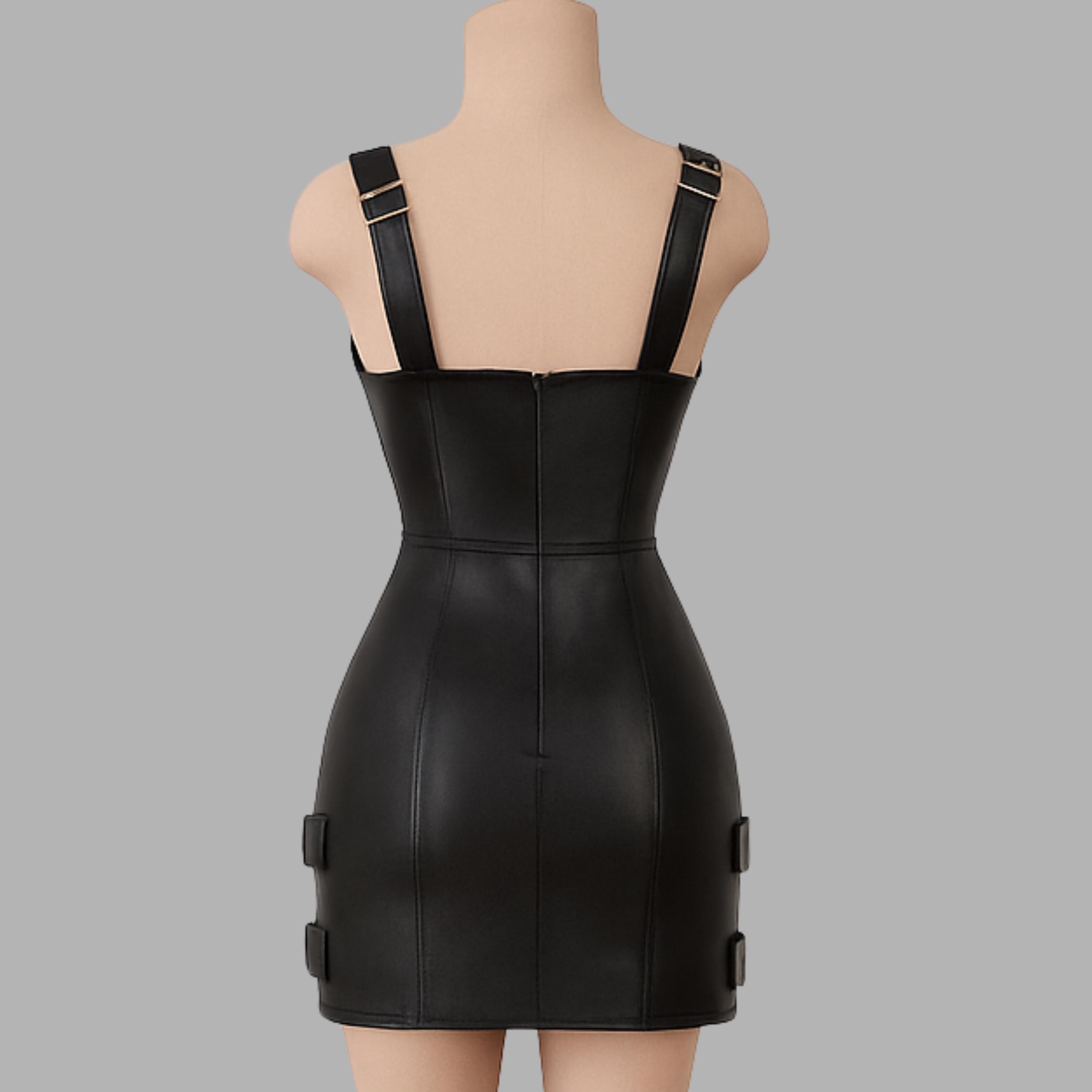 sexy gothic leather dress Gothic Black Patent Leather Dress with Double Slits