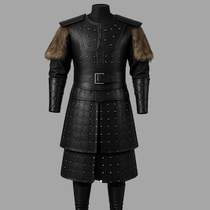 Handmade Black Leather Armor Costume, LARP Medieval Warrior Outfit