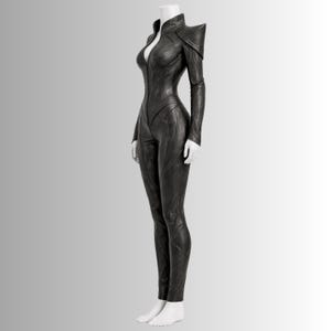 Armor style leather bodysuit for women

Dark queen black leather jumpsuit
