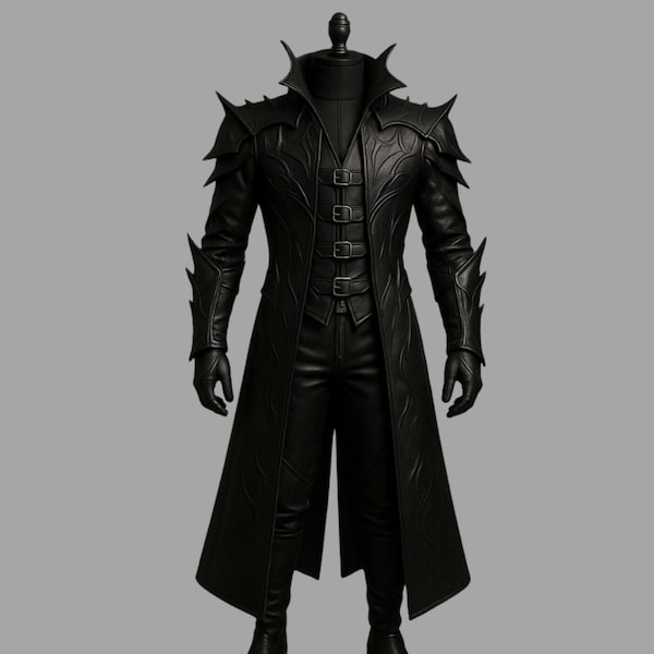 Disfraz de Inferno de cuero negro hecho a mano, estilo gótico Devil May Cry.