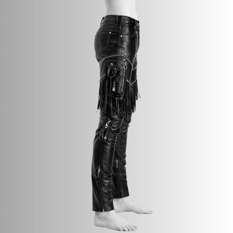 handmade leather fringe trousers