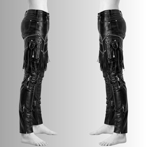 rock style leather pants black